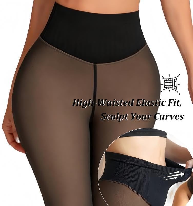 Full-length view of stretchy thermal tights for winter warmth